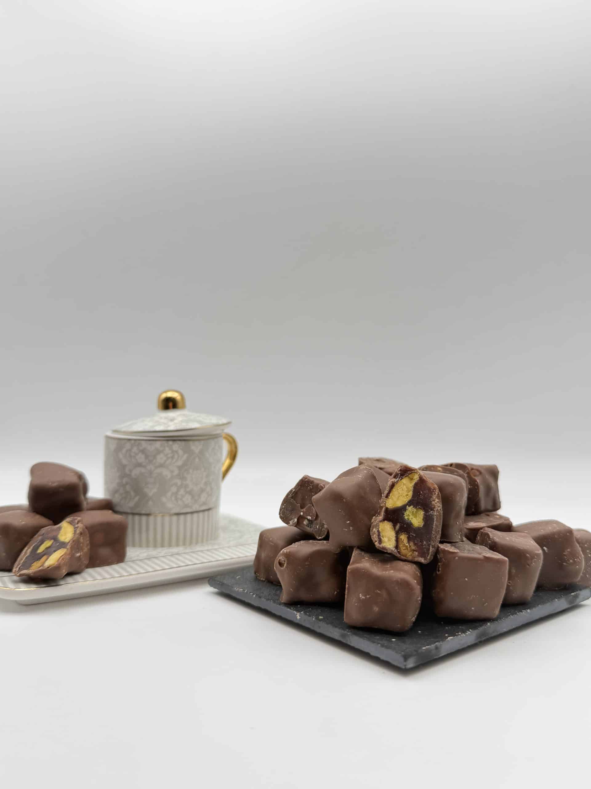 Lokum mit Granatapfel-Pistazien-Schokolade